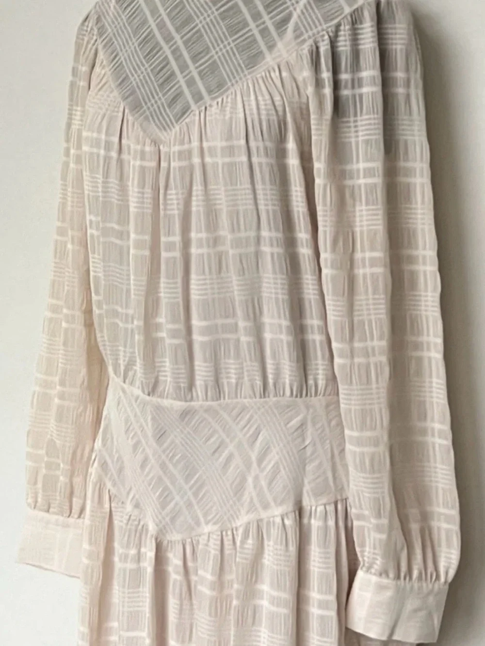 Coach Cream Plaid Long Sleeves Yoke Dress Size 0 NWT